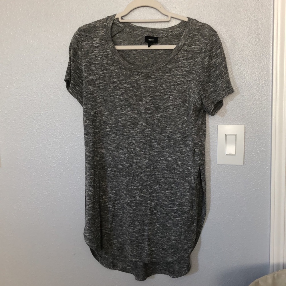 Heather grey shirt with slit